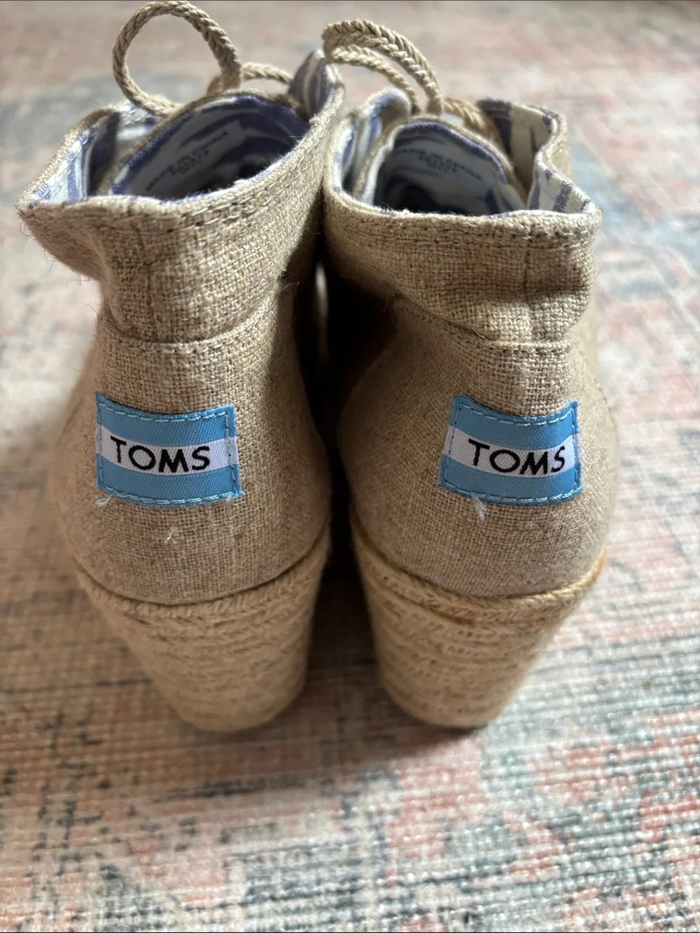 Tom’s Desert Lace-Up Wedge Booties - Neutral Size 11
